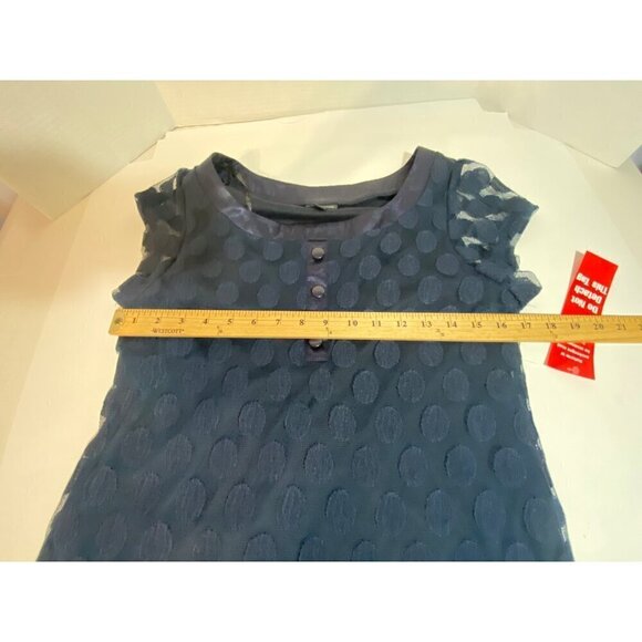 En Focus Studio Navy Shift Dress Lace Polka Dot Overlay Women's Size 10 NWT - Picture 8 of 10